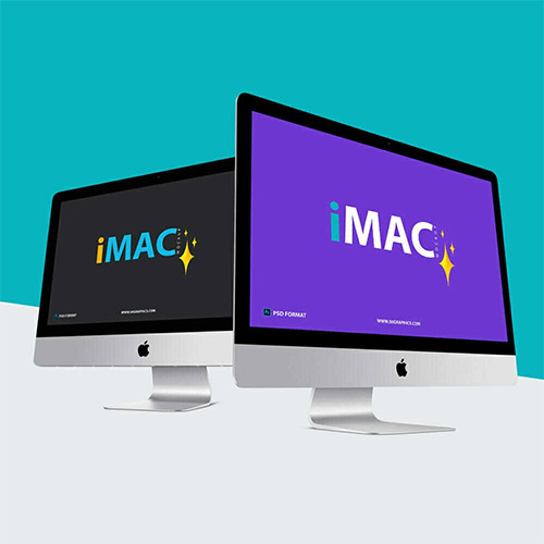 iMac Mockup With Two Different Perspective For Branding