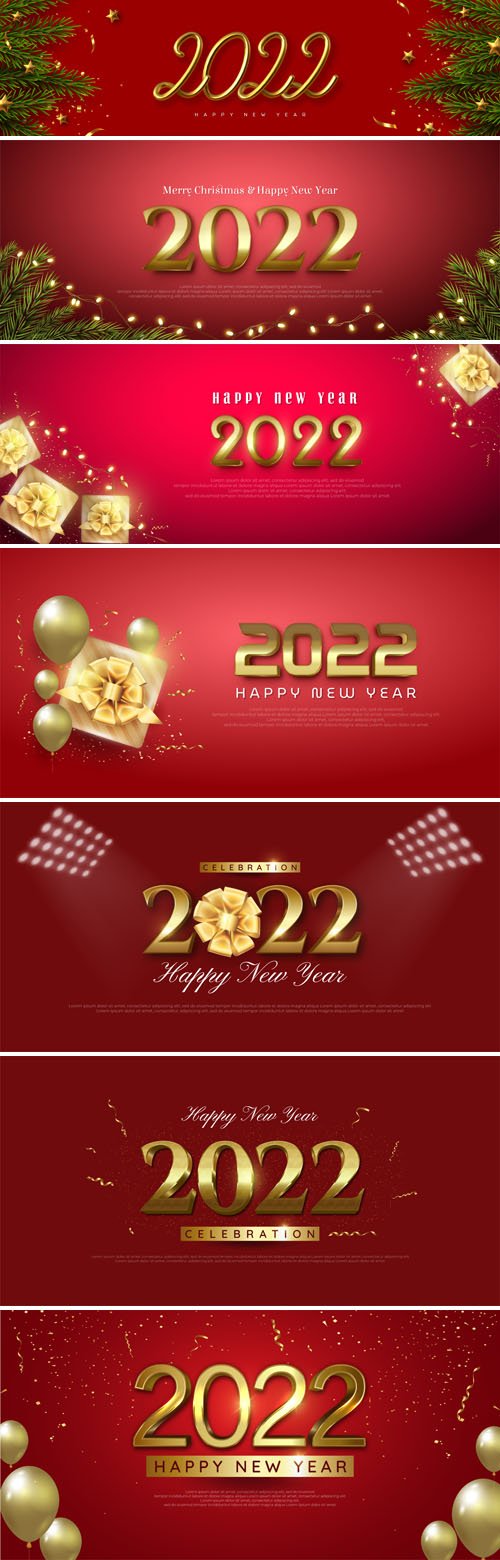 Happy New Year 2022 Banners Collection Vol.6 - 7 Vector Templates