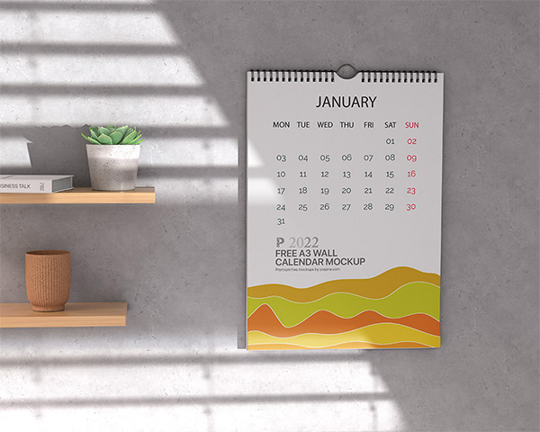 A3 Wall Calendar Mockup