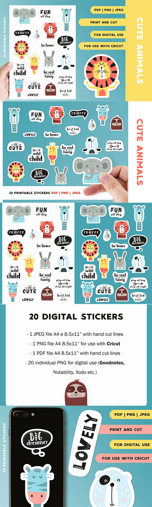 Digital Stickers Bundle Cute Animals 6746177