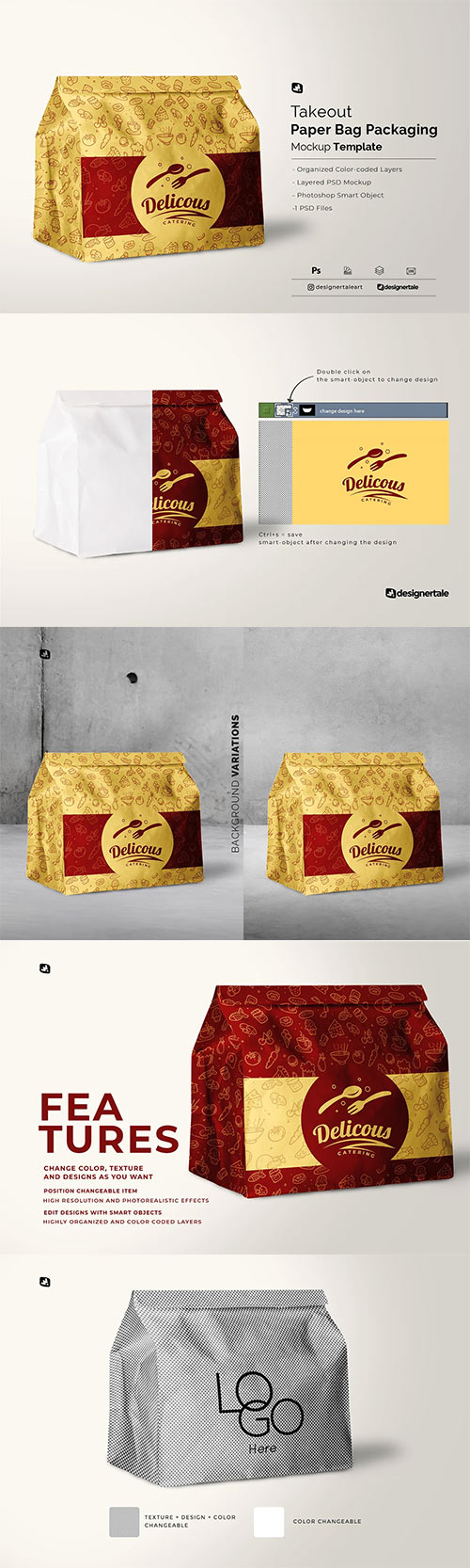 Takeout Paper Bag Packaging Mockup 6703729