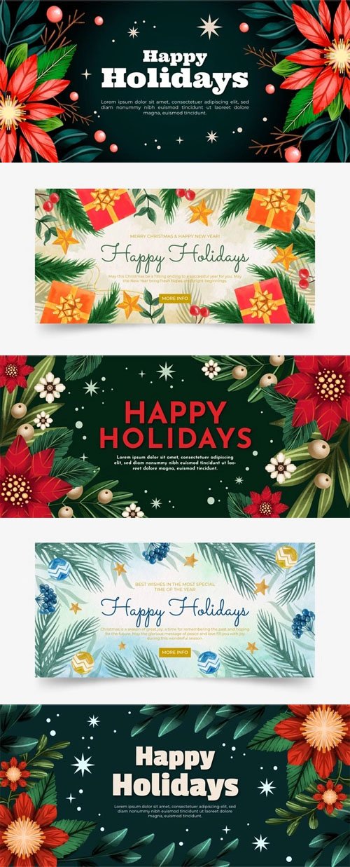 Happy Holidays Banners Collection - 9 Vector Templates