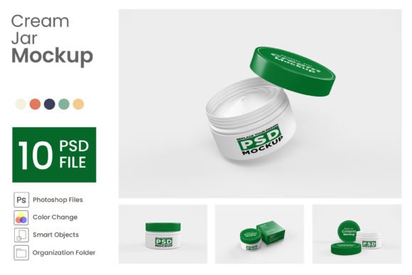 Cream Jar Mockup - 10 PSD