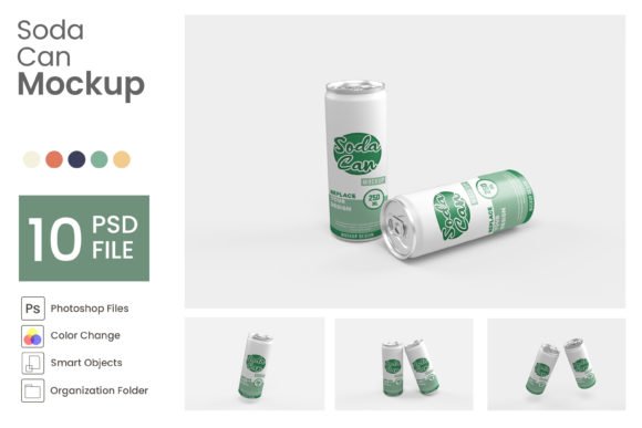 Soda Can Mockup - 10 PSD