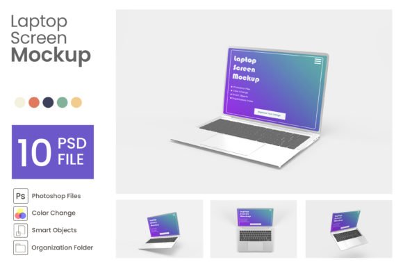 Laptop Screen Mockup - 10 PSD
