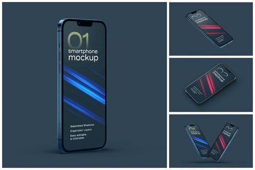 Dark iPhone 13 Pro Mockup Set