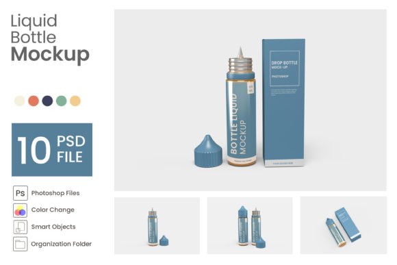 Liquid Bottle Mockup - 10 PSD