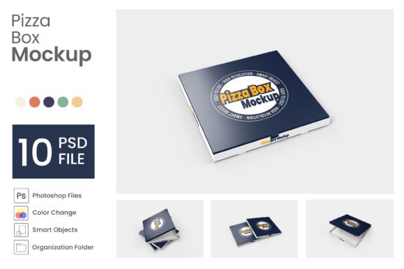 Pizza Box Mockup - 10 PSD