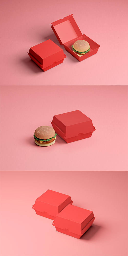 Burger Box Packaging Mockup