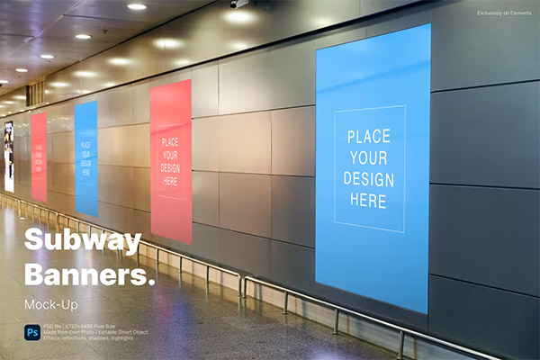 Subway Screen Billboards Mockup