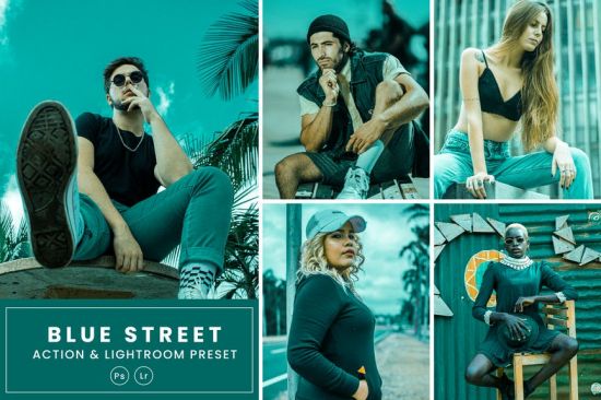 Blue Street Effect Action & Lightrom Presets