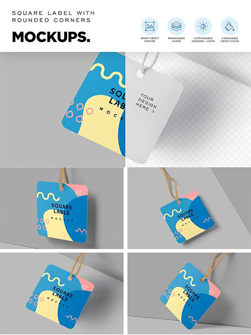 Rounded Corner Square Label Mockups 6860001