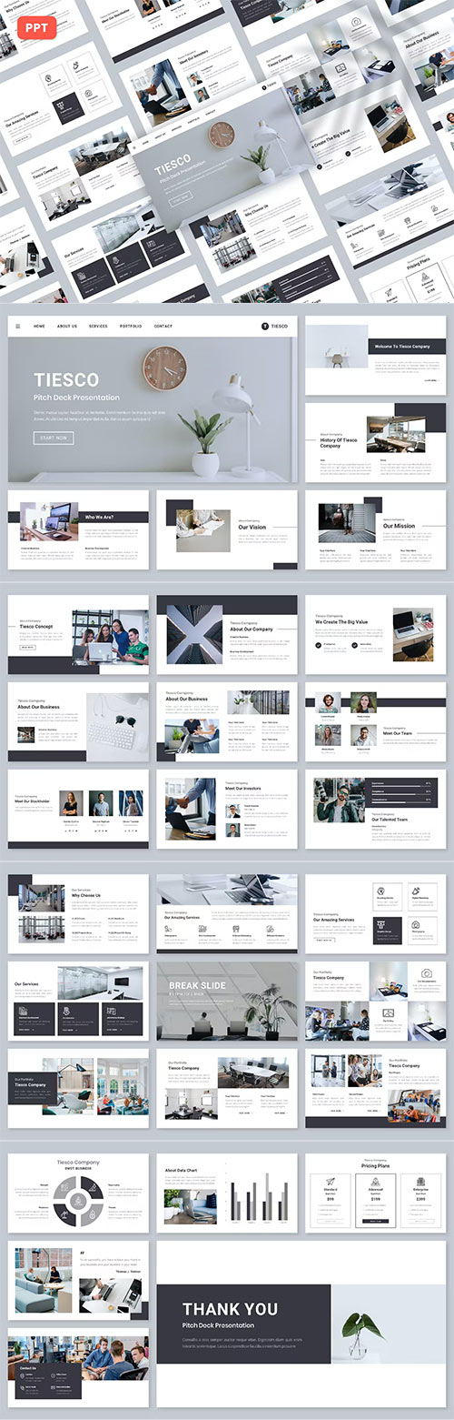 Tiesco - Pitch Deck Powerpoint and Keynote Templates