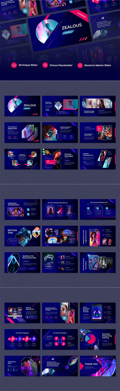 Zealous - Modern Neon PowerPoint Template