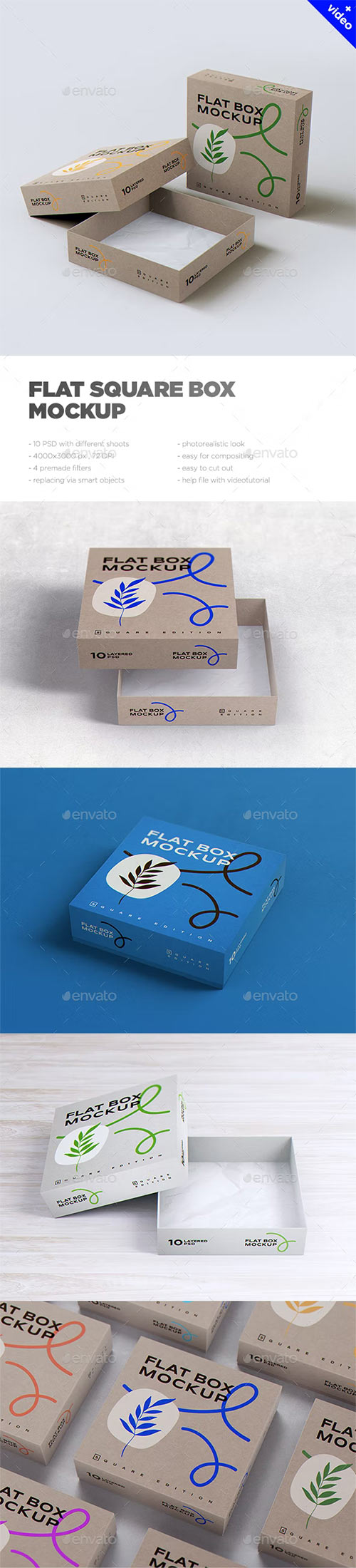 Flat Square Box MockUp 35760174