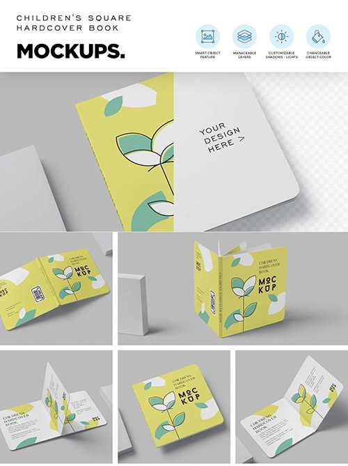 Round Edge Square Hard Book Mockups 6843965
