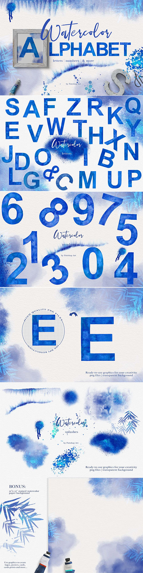 Watercolor Blue Alphabet and More 6897556