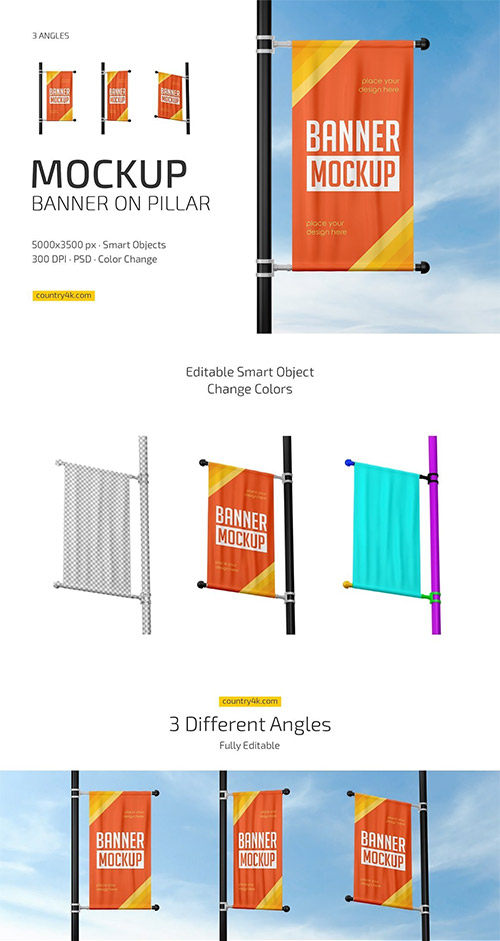 Banner on Pillar Mockup Set 6901582