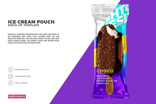 Ice Cream Pouch Mock-Up PSD