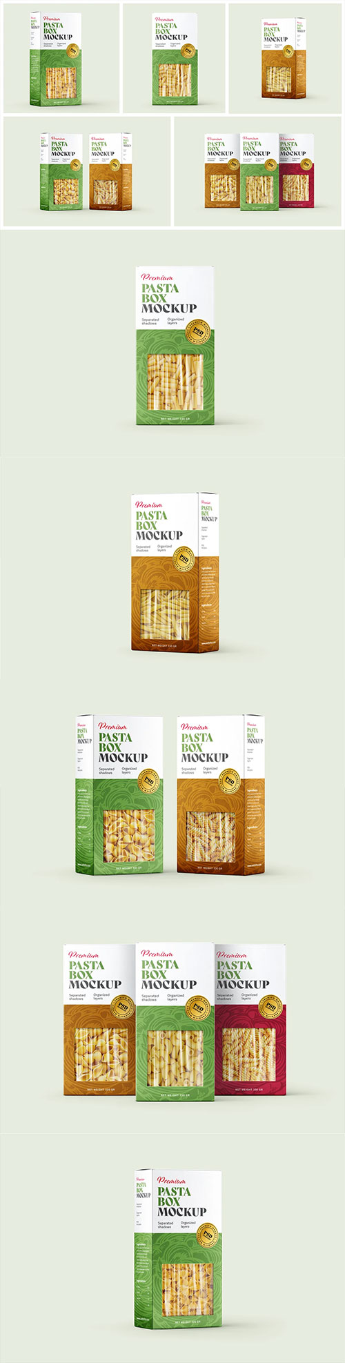Pasta Box Packaging Mockup Set