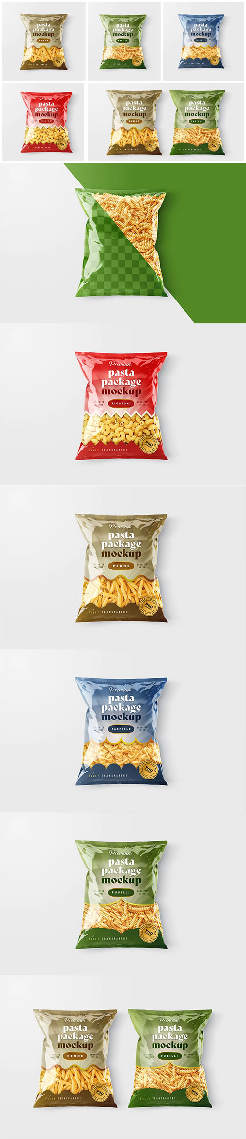 Pasta Bag Packaging Mockup Set