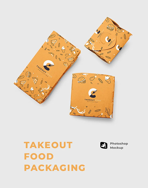 Takeout Food Packaging Set Mockup 6881387