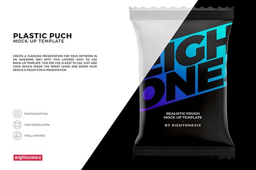 Snack Pouch Mock-Up Template PSD