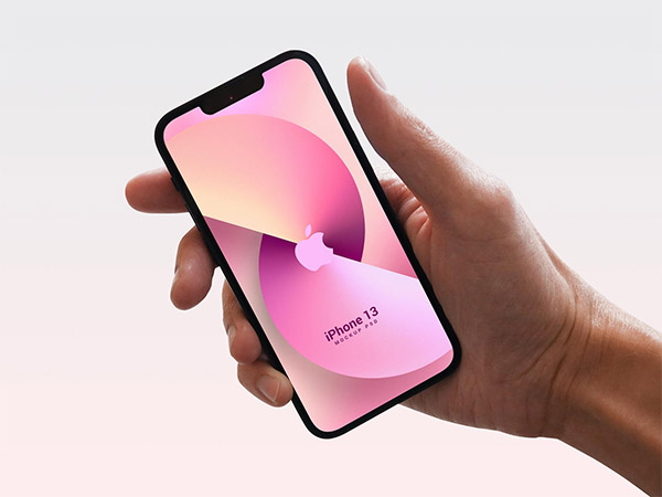 Hand Holding iPhone 13 Mockup PSD