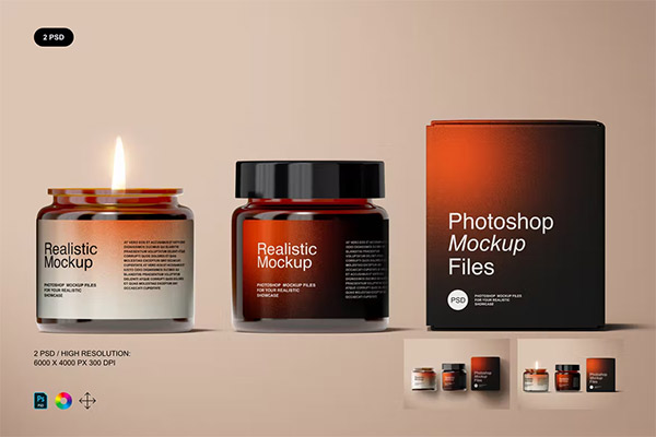 Amber Glass Candle Mockups
