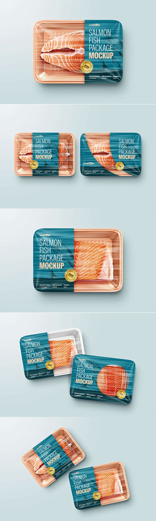 Salmon Fish Package Mockup Set 6985779