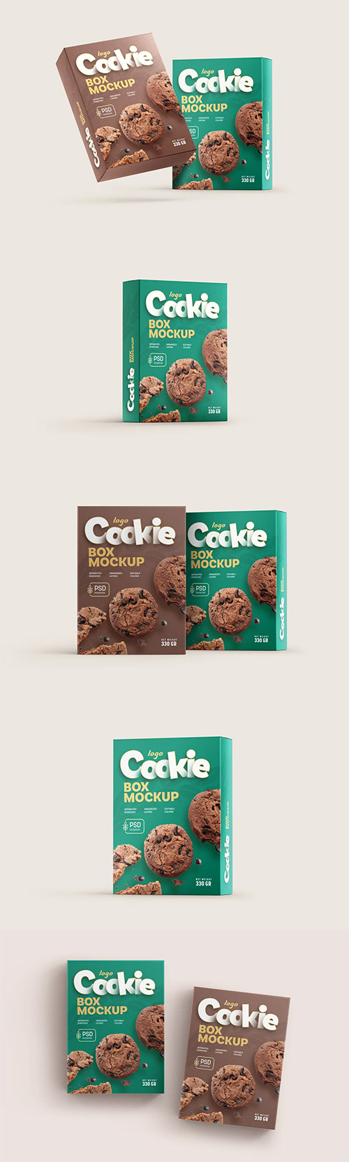 Cookies Box Packaging Mockup Set 6985417