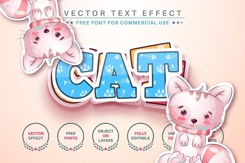 Cat Sticker - Editable Text Effect - 6996327