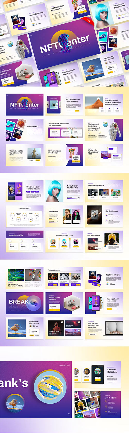 NFTc - NFT Creative Digital Assets Powerpoint, Keynote and Google Slides Templates