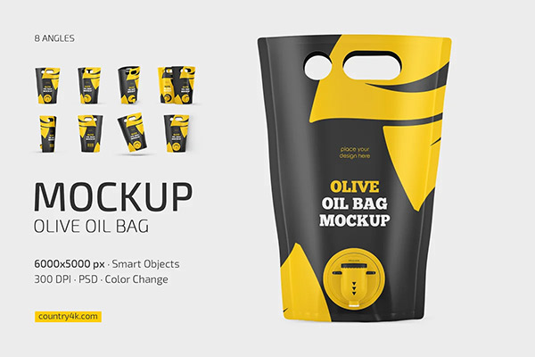 Olive Oil Bag Mockup Set 7024516