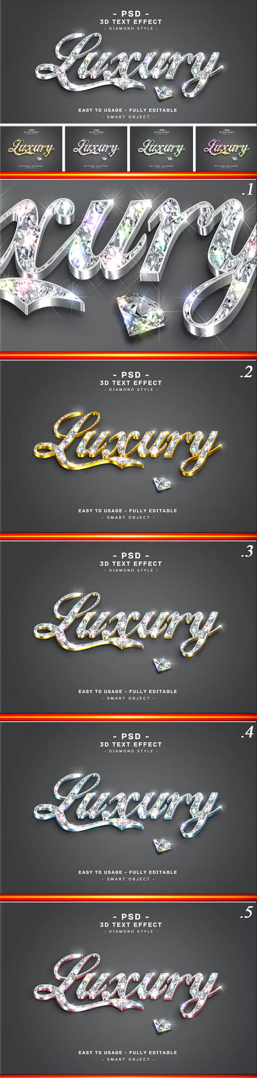10 Pack 3d Diamond Colors Text Style Effects for Photoshop 36641738