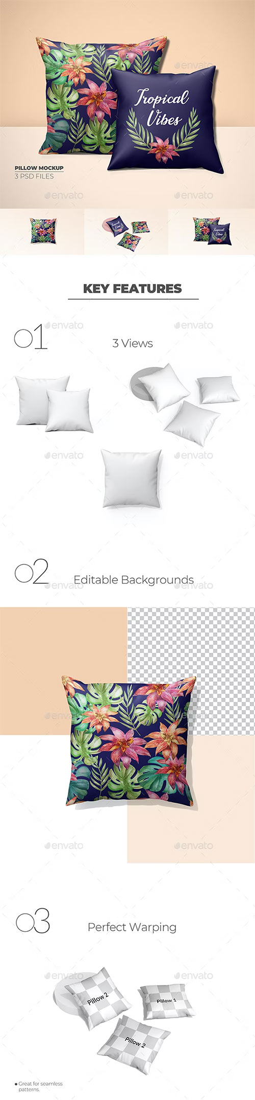 Silk Cushion/Pillow Cover Mockups - 34274475 - 6888047