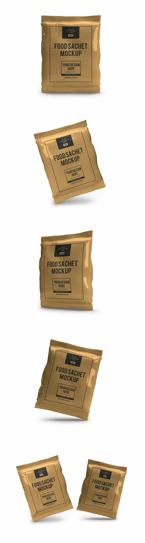 Food Sachet Packaging 3D Mockup Template Bundle 1614950