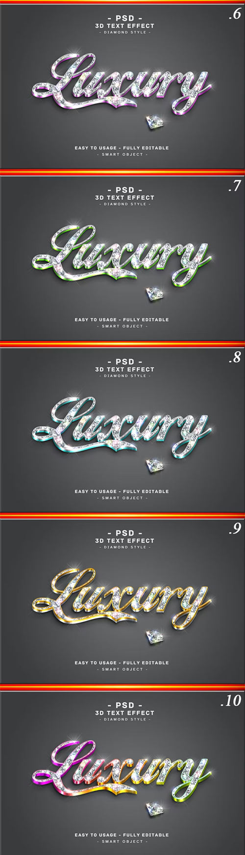 10 Pack 3d Diamond Colors Text Style Effects for Photoshop 36641738