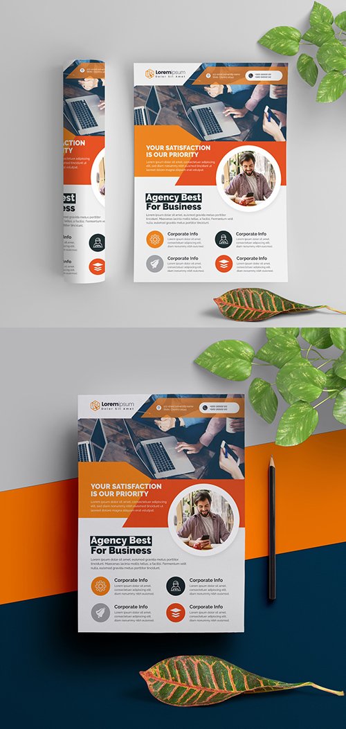 Corporate Flyer Layout with Orange Elements