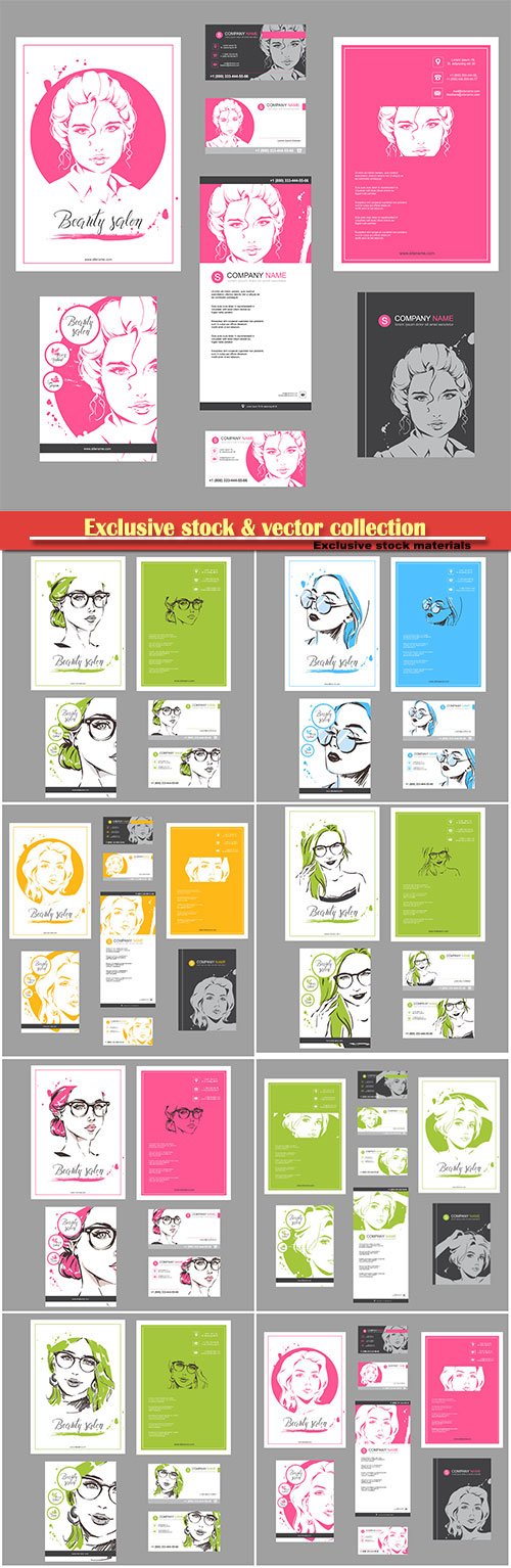 Template set booklet and cards vector