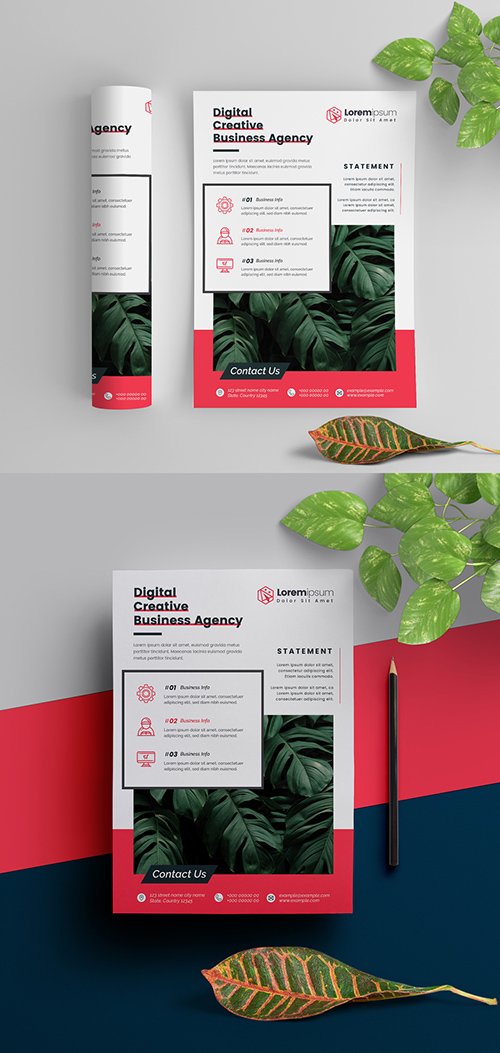 Business Flyer Layout with Red Elements