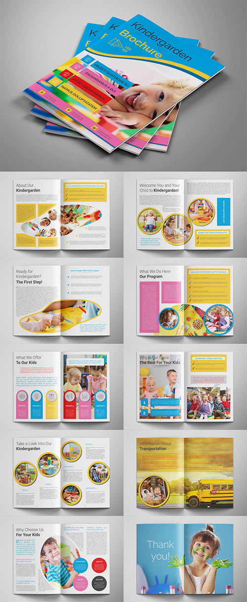 School Brochure Layout with Colofrul Accents