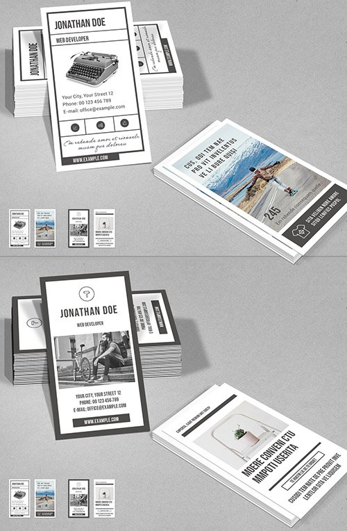 Vertical Business Card Layout in Gray and White 287646149