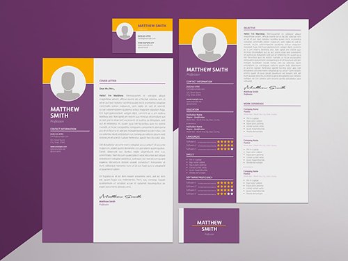 Violet Resume and Business Card Layout
