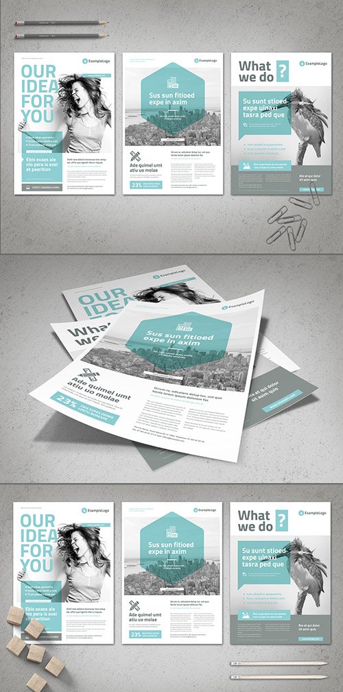 Business Flyer Layout with Pale Cyan Accents