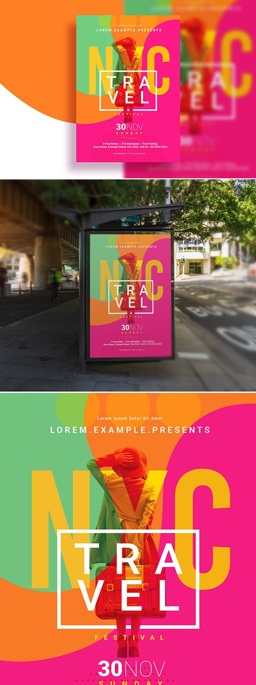 Poster Layout with Colorful Swirl Background Element