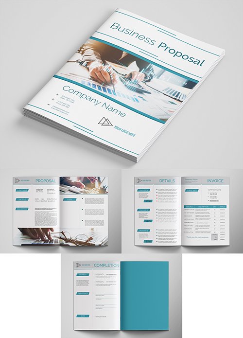 Business Proposal Layout with Teal Accents
