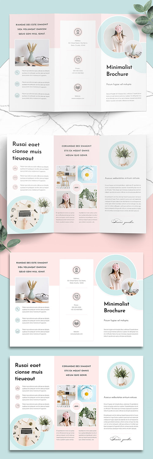 Minimalist Brochure Layout with Mint and Pink Accents