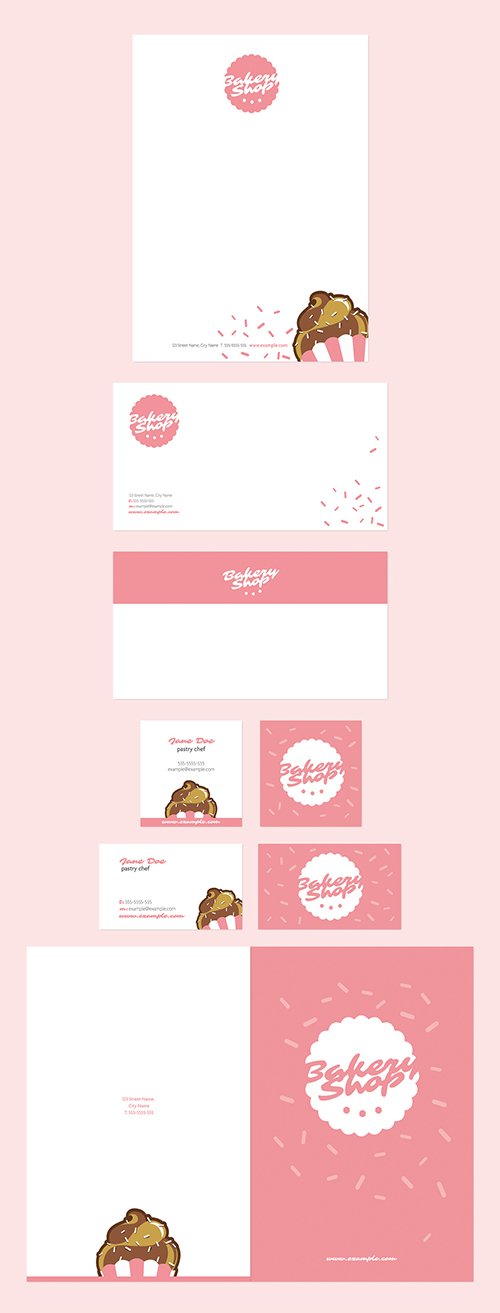 Pink Bakery Stationery Layout Set