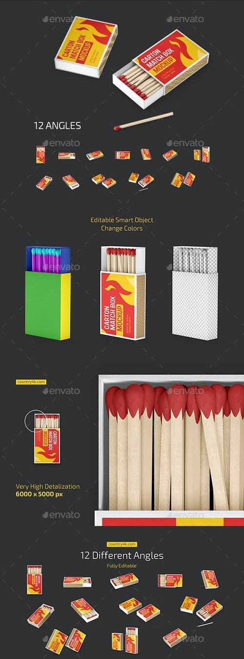 Carton Match Box Mockup Set - 37304633 - 7150712